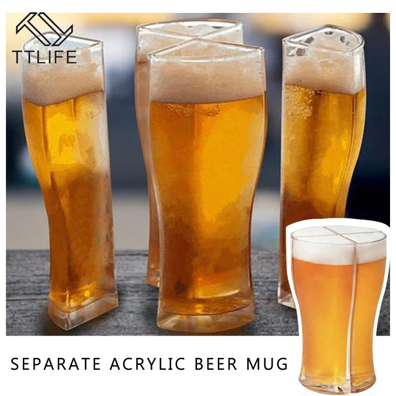 

Super Schooner Beer Glasses Mug Cup Separable 4 part Large Capacity Thick Beer Mug Glass Cup Transparent for Club Bar Party Home