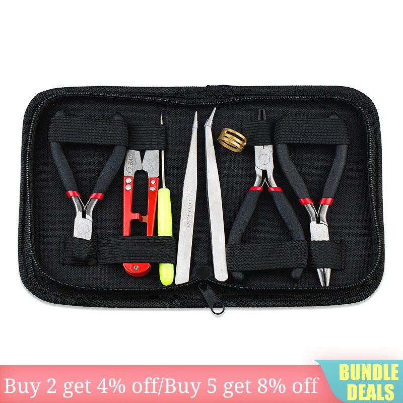 8PCS Stainless Jewelry making Tools Set with Plier ,Round Nose Plier,Scissor tweezers Beading Tool Kit for bracelet necklace DIY