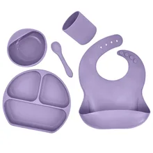 

Children's Plate Silicone Deep Feeding Fashionable with Suction Cup with Separation Things for Baby Food Tableware Set Toddler