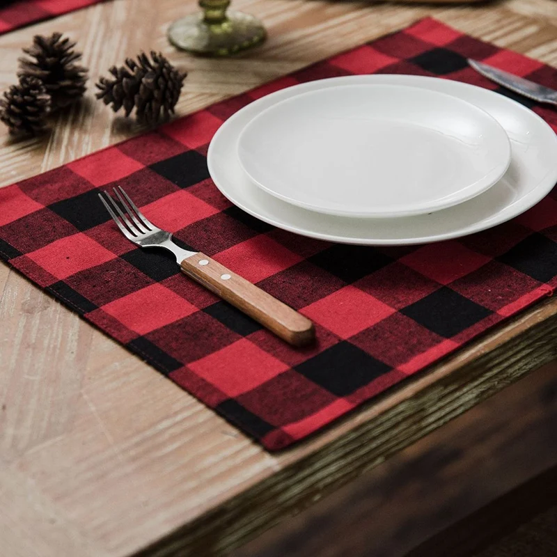 Buffalo Плед подстилка Gingham плед контрольный набор 4 Двойной 30*45 см хлопок еда и 30x180 см Настольный коврик банкетное украшение