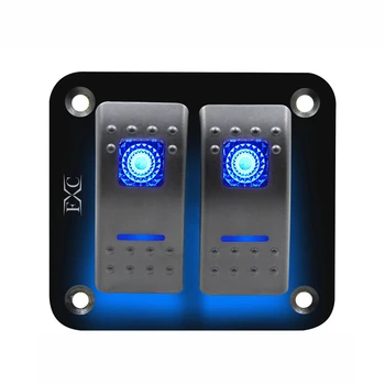 

12V-24V 2 Gang blue Rocker Switch Panel Circuit Breaker Boat Marine Waterproof