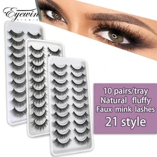 

Eyewin 10 Pairs Faux Mink Eyelashes 5D Natural Fluffy False Lash Thick Style Makeup Beauty Daily Wear Fake Lashes Bulk Wholesale