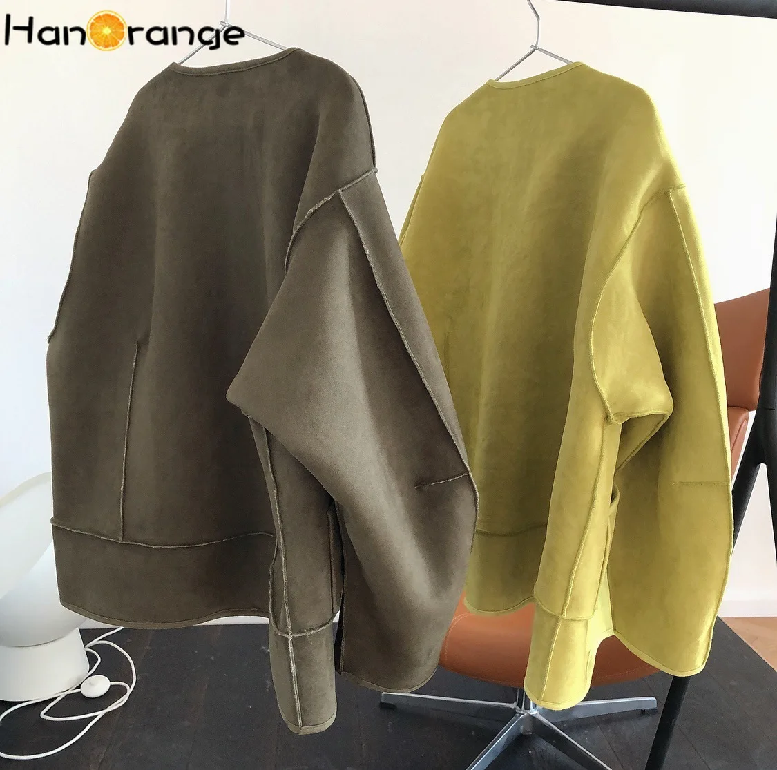 Winter Women Fashionable Soft Double-Sided Wearable Lambswool Coat Loose Padded Cocoon Wool Coat
