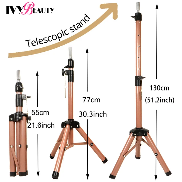 IvyBeauty Metal Adjustable Wig Stand Tripod Holder For Wigs Making
