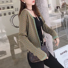 MISHOW осенний винтажный вязаный кардиган с цветочным принтом, женское приталенное короткое вязаное пальто с длинными рукавами MX19C5241