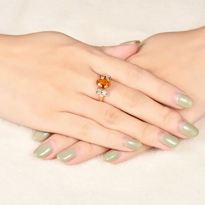 Yellow Sapphire Ring LOVERJEWELRY, хорошее ювелирное изделие, непокрытое, одноцветное, розовое золото 14 к, настоящий желтый сапфир, бриллиант, обручальное кольцо для женщин, Обручальные, вечерние - Цвет камня: Yellow Sapphire Ring