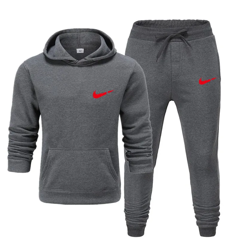 dark gray Спортивный костюм для мужчин, 2 комплекта, новая модная куртка, Мужская Спортивная Толстовка, весна и осень, Брендовые мужские толстовки, спортивные штаны, S-3XL - Цвет: dark gray