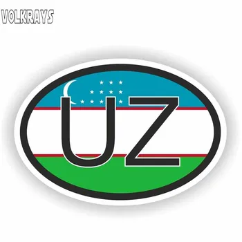 

Volkrays Creative Car Sticker Uzbekistan Country Code Accessories Reflective Waterproof Sunscreen Reflective Vinyl Decal,4cm*7cm