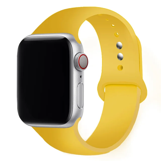 Silicone Strap For Apple Watch Band 42mm 45mm 38mm 44mm 40mm Smartwatch Rubber Sports Watchband Bracelet iWatch series 7 6se 5 4 Yellow