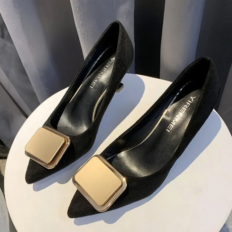 

New Spring Sexy Pumps Elegant Women Rhinestone Suede pointed toe High Heels Wedding Party shoes Mujer Chaussure Femme Y16-20