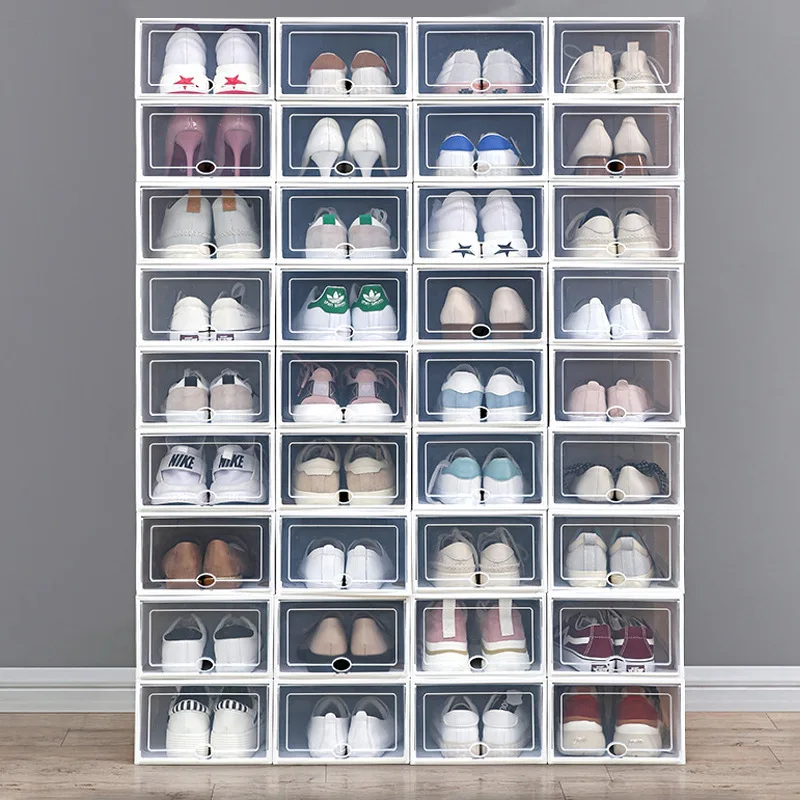 Dust proof Foldable Shoe Box Transparent Plastic Shoe Rack Storage