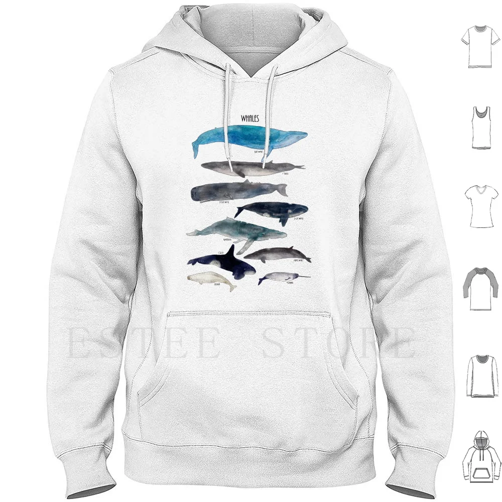 Balene Felpe Con Cappuccio Manica Lunga Balene Tabella Balene Balene Blu Balene Narwhal Minke Balena Isola Balena Gobba Balena Balena