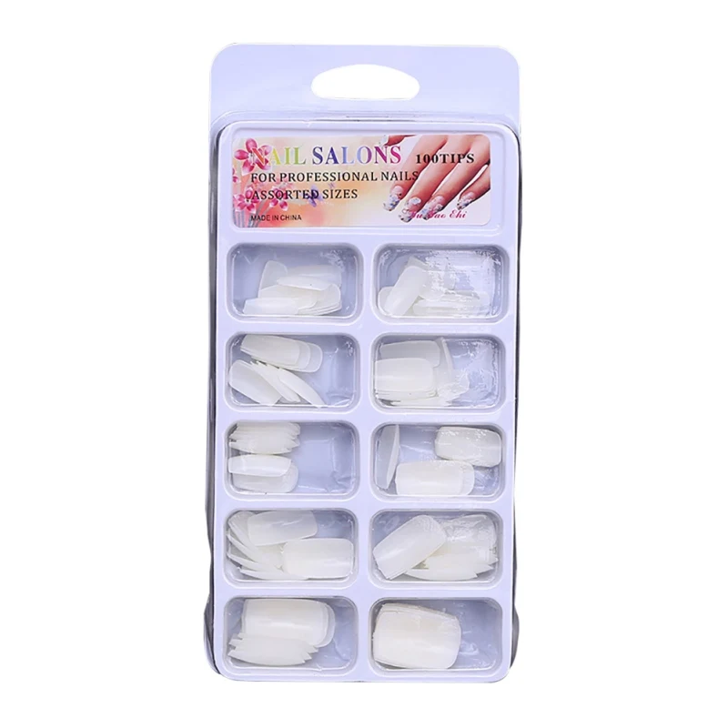 

1 Box/100pcs DIY Nail Art Fake Nails Natural Color High Quality Durable Easy to Use Nail Art Accessories Nail Tools