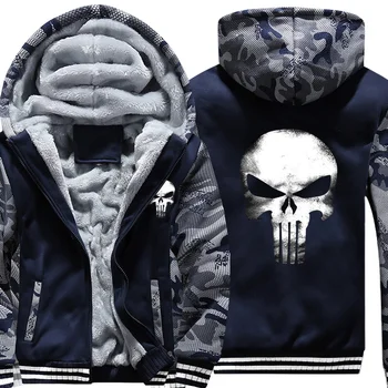 

Brand US Plus SIZE 5XL Men Hoodies Punisher Skull Casual Hoody Thicken Fleece Coat Jacket Unisex Sweatershirts