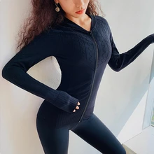 Спортивные куртки для женщин быстросохнущая Йога бесшовная куртка для фитнеса верхняя одежда на молнии тренировочная куртка для бега спортивное пальто