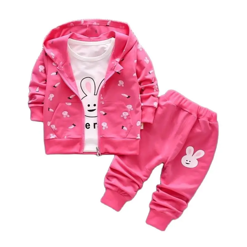 2023 Real Roupas Infantis Children's Garment Spring And Autumn New Girl Pure Cotton Printing Three-piece Child Suit 0-4y