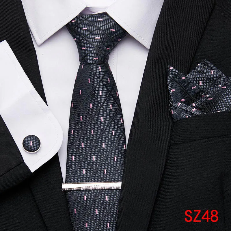 100% шелковые галстуки человек деловой, для жениха галстук-бабочка роскошный 7,5 см Для Мужчин's классический платок Зажимы для галстука
