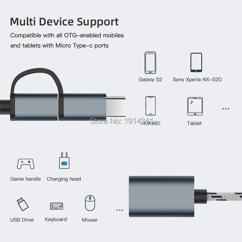 1000 шт./лот 2 в 1 USB 3,0 OTG Кабель-адаптер для samsung Micro usb type C адаптер синхронизации данных для huawei для MacBook type-C OTG