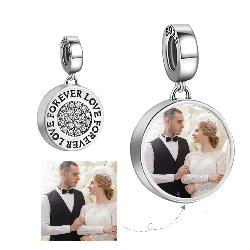 

Personalized Custom Photo 925 Sterling Silver Round Charms Beads Fit Bracelet Necklace Pendant Original DIY Jewelry