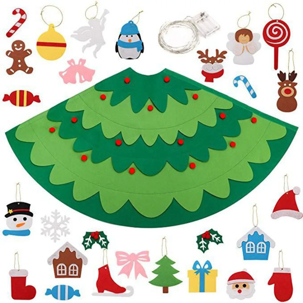 Felt Diy Mini Christmas Tree Decoration Kids Toys Gifts Bag Fake Flowers Christmas Tree Ornament New Year