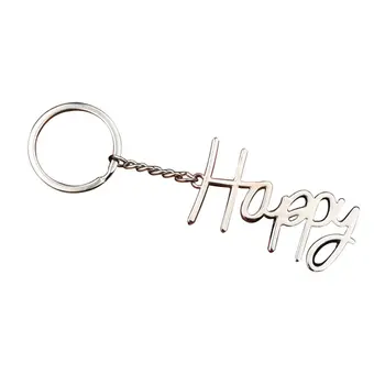 

Creative Metal Keychain English Alphabet Happy Key Chain Decor Exquisite Pendant Decorative Ornament Ring Accessories