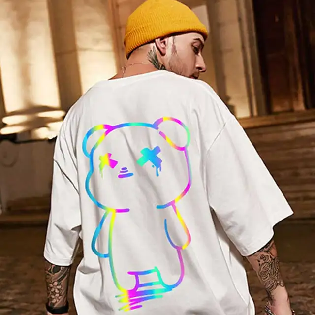 Abfer Harajuku T Shirt Aesthetic Gothic Punk Cartoon Bear Graphic T Shirts  Men Summer Hip Hop Oversized Tshirts Street Tops Tee