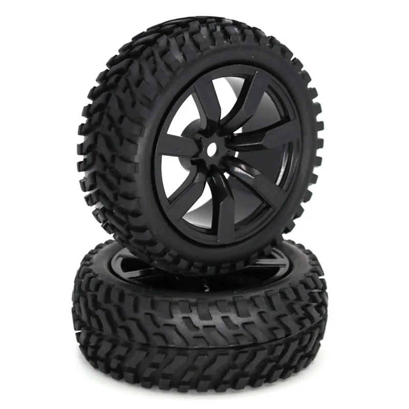 

2Pcs 1/16 RC Car Tires Rubber Tires & Wheel Rims for Tamiya HSP HPI Kyosho 4WD 1:16 RC On Road Car
