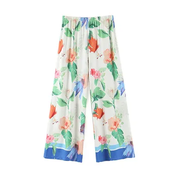 

Stylish Chic Print Wide Leg Pants Women fashion High Elastic Waist Female Ankle Trousers Female Summer Beach Loose Palazzo Pants