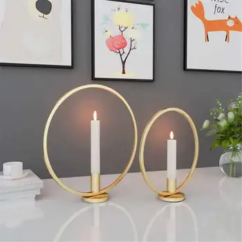 

23/29cm 3D Nordic Style Wrought Iron Geometric Candle Holders Home Decoration Metal holder Crafts Candlestick Candelabros