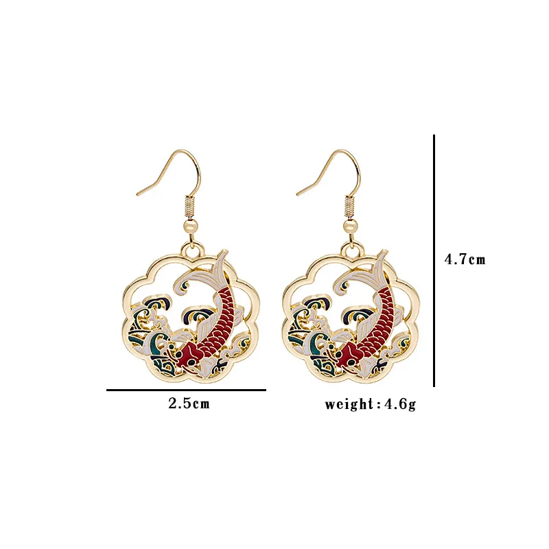 Cute Animal Snake Rabbit Koi Cat Ethnic Earrings For Women Girls Enamel Painted Colorful Gold Color Earrings Jewelry animal earrings,golden earrings