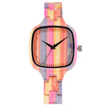 

Women Full Wooden Watch Luxury Colorful Bangle Wood Clock Ladies Quartz Wristwatch Lightweight Female Watches Reloj Mujer 2019