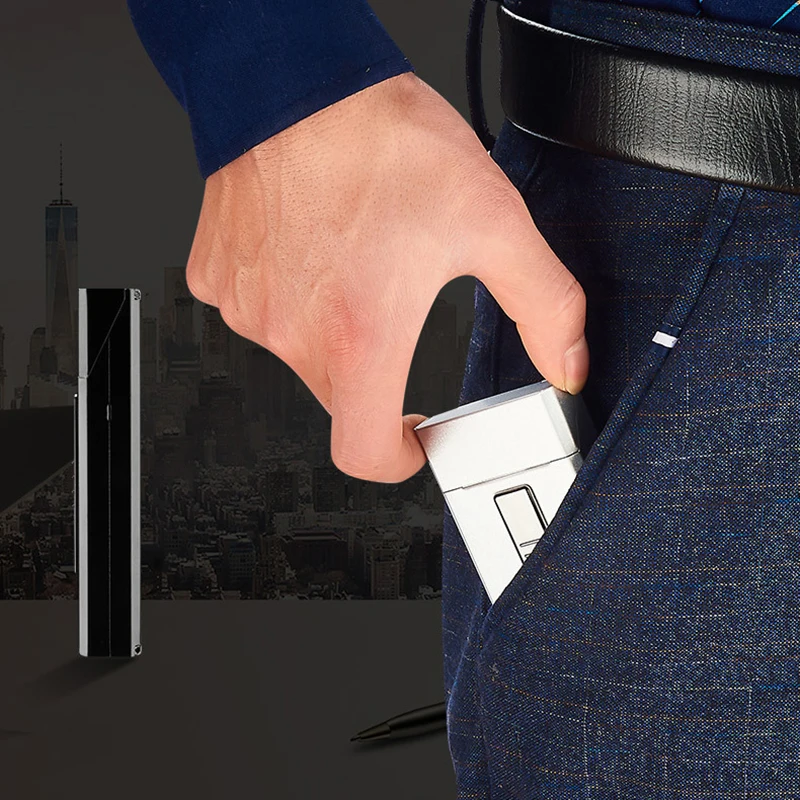 20 шт держатель для сигарет коробка с электронная USB Зажигалка Беспламенное ветрозащитное сигарета Табак корпус электрическая плазменная зажигалка