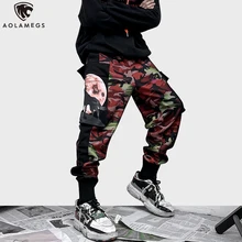 Aolamegs, мужские спортивные штаны, модные, с карманами, с принтом, брюки с эластичной талией, высокая улица, Ретро стиль, цветные штаны, мешковатые, повседневные, уличная одежда