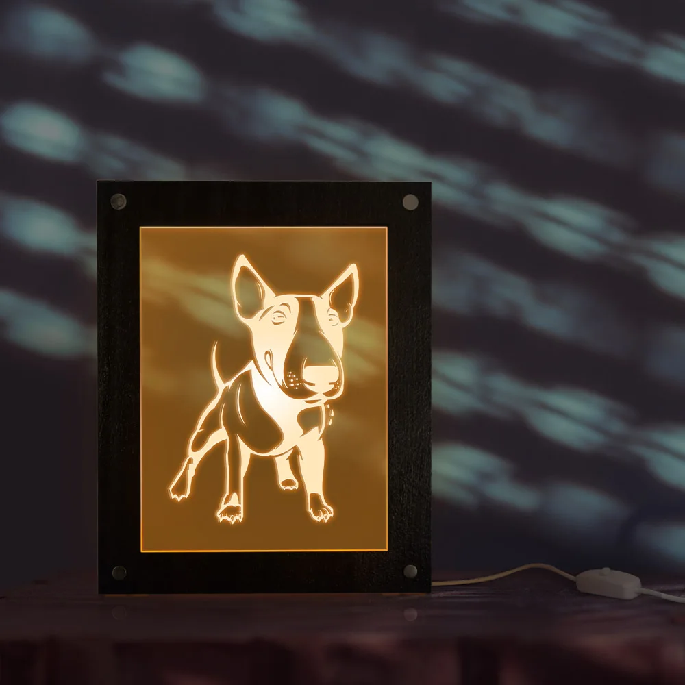Bull Terrier собака 3D Волшебная Ночная лампа фоторамка детская комната СВЕТОДИОДНАЯ светящаяся фоторамка управляемый через USB Сонная настольная лампа для домашнего декора