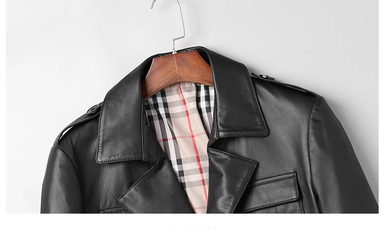 DK New Fashion Formal Cowhide Coat Men Autumn Genuine Leather Jackets Businessman Medium Long Real Cowhide Leather Clothing