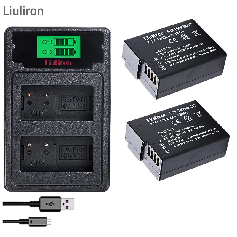 DMW-BLC12 DMW-BLC12E ДМВ BLC12 Li-Ion Батарея+ USB Dual Зарядное устройство для цифрового фотоаппарата Panasonic FZ1000 FZ200 FZ300 G5 G6 G7 GH2 BLC12 Батарея - Цвет: charger and 2battery