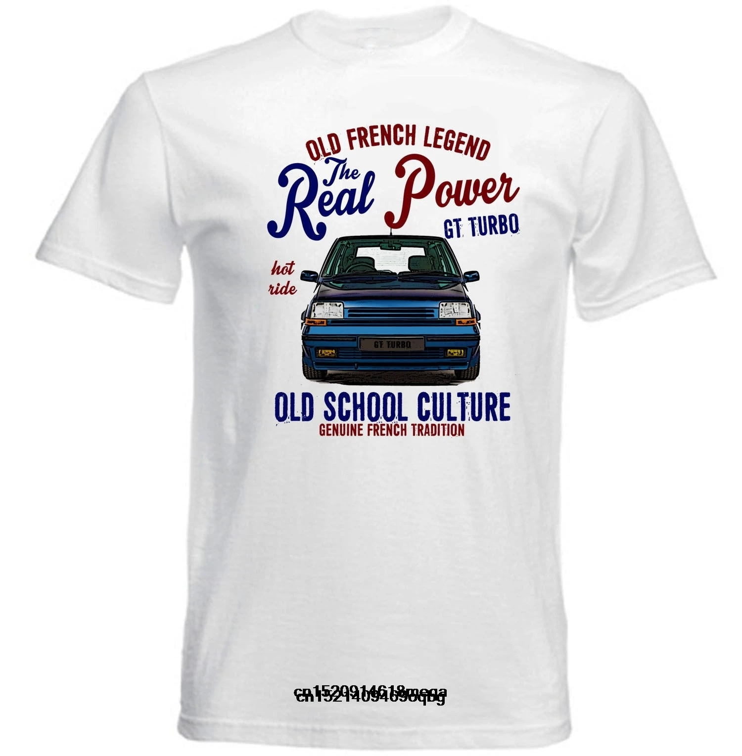 Винтажная футболка с французским автомобилем Renault 5 Gt Turbo Real power, Мужская футболка с круглым вырезом и короткими рукавами, Повседневная футболка