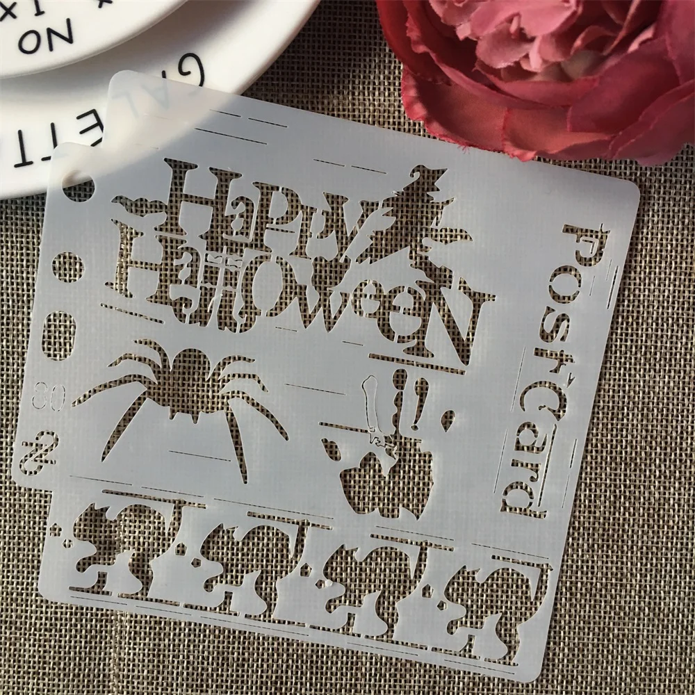 

5inch Halloween Spider Blood Animals DIY Layering Stencils Painting Scrapbook Coloring Embossing Album Decorative Card Template