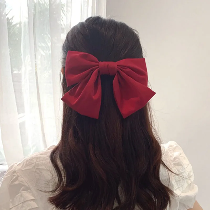 cute headbands for women Oversized Bow Hair Accessories Fashion Satin Ribbon Hairpins Big Bow Hairpins Women Girls Satin Ladies Hairpins Cute hair band for ladies