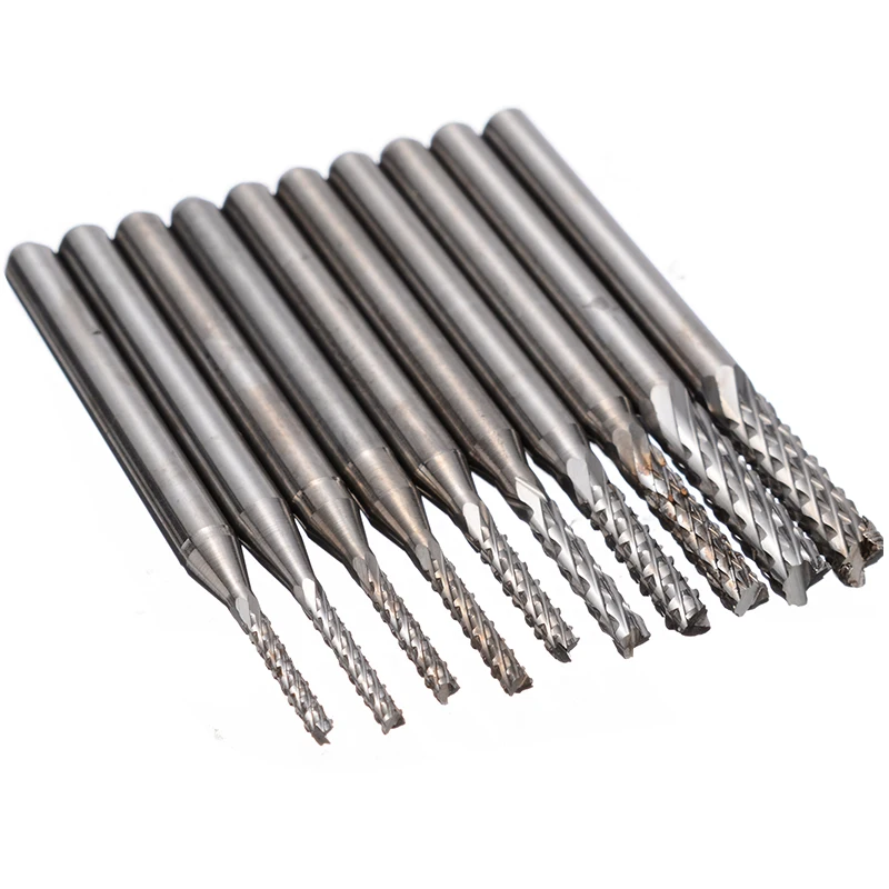 New 1.3-3.175mm End Mill Rotary Burr Tool PCB CNC Engraving Milling Cutter Professional Tungsten Steel Sliver Corn Milling Tools
