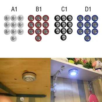 

10 PCS 3 LED Night Light Cabinet Push Tap Touch Stick On Battery Powered Lamp New Car Emergency Light 2019