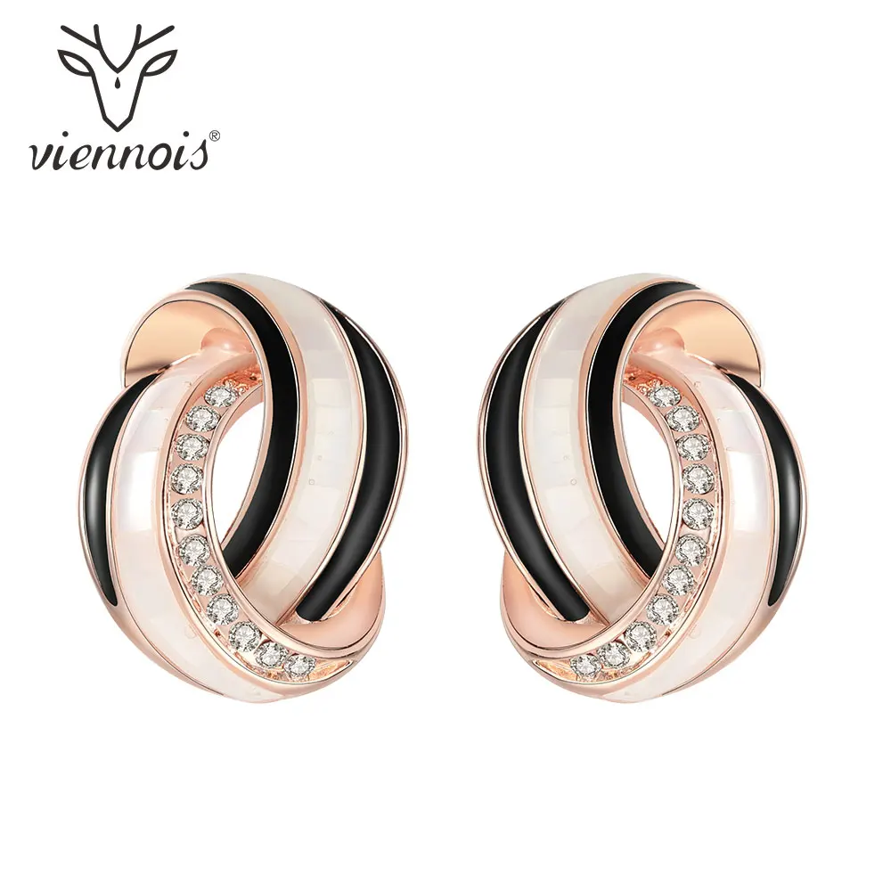 Viennois женские серьги-гвоздики из розового золота с геометрическим кристаллом