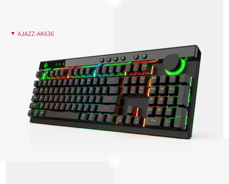 Все новые Ajazz AK BOARD 636 Antighost RGB с подсветкой USB проводной мультимедийный Механический Клавиатура макро программируемые клавиши, вишневая ось