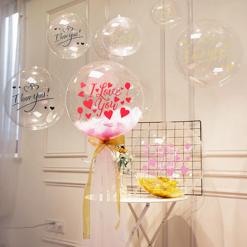 Diy Balloon Sticker Red I Love You Bobo Transparent Wedding Valentine's Day Birthday Party Decoration | Дом и сад