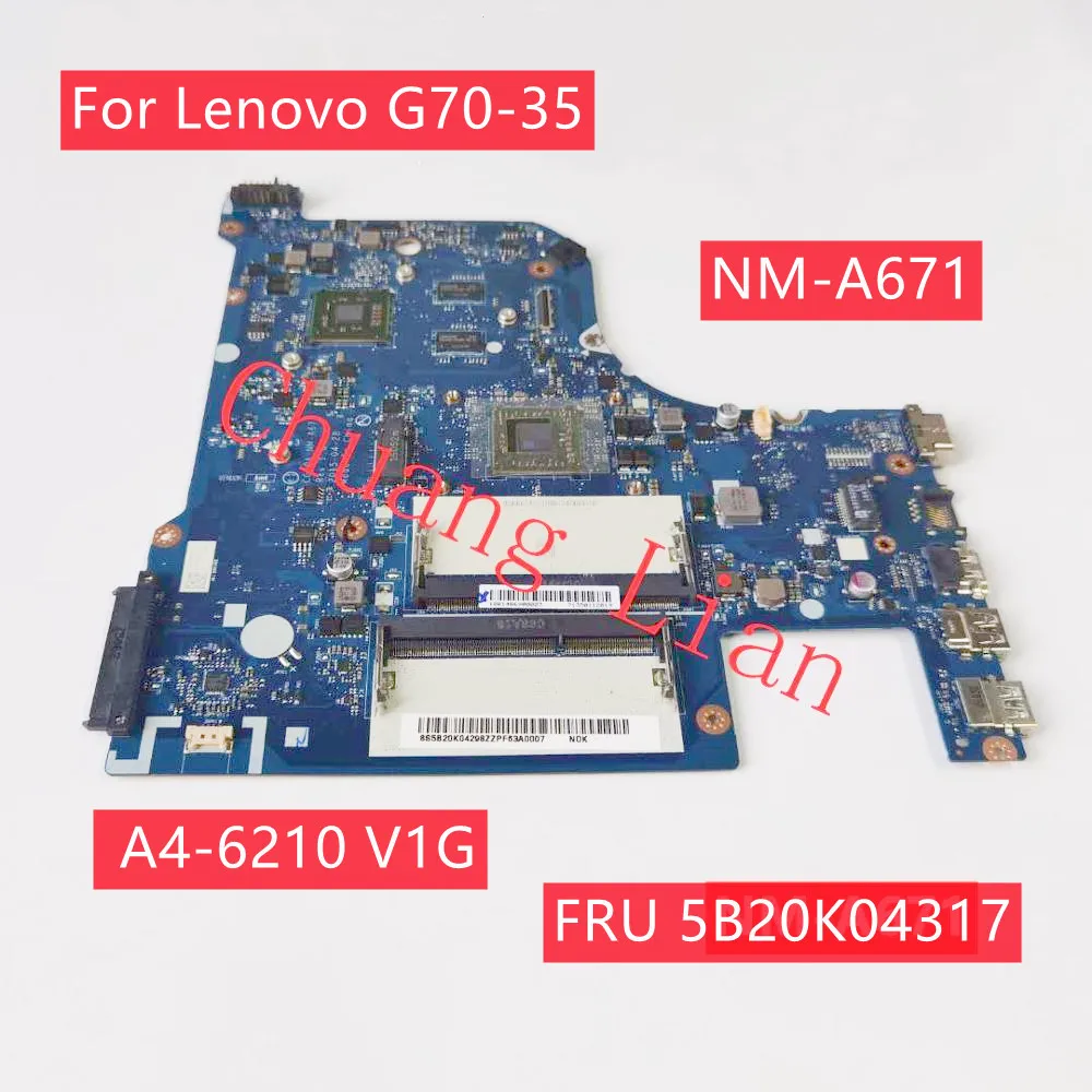 NM-A671 материнская плата для ноутбука Lenovo G70-35 AMD A4-6210 V1G FRU 5B20K04317 DDR3 100% полностью