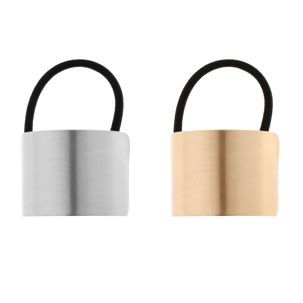 2pcs Chic Metal Cuff Stretchy Hair Rope Hairband Womens Hair Tie Ponytail Holder