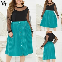 Womail юбка, весна, Женская длинная Плиссированная юбка миди цвета металлик, серебро, высокая талия, эластичные Повседневные Вечерние винтажные юбки N6