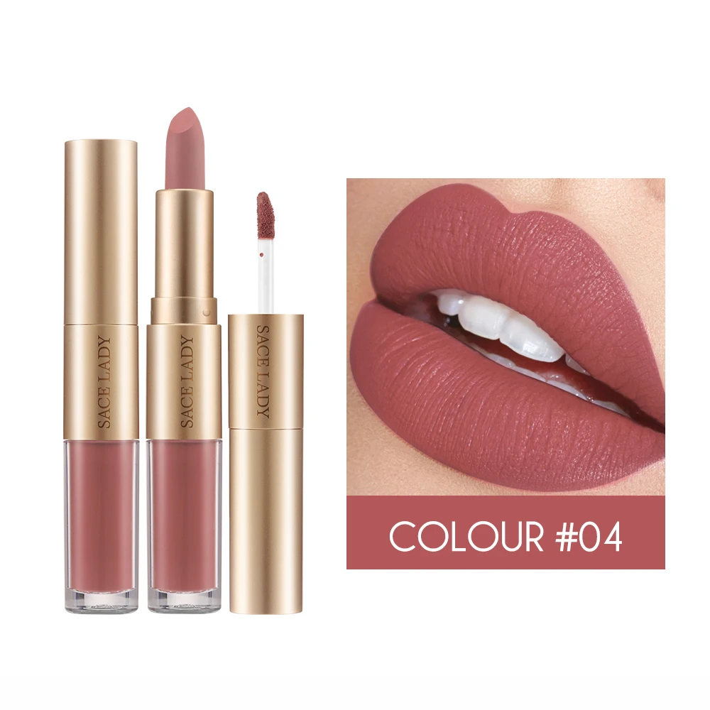 

SACE LADY 2 in 1 Velvet Matte Lipstick Cosmetic Lip Gloss Waterproof Smooth Long Lasting Moisture Nude Makeup Liquid Lip Stick