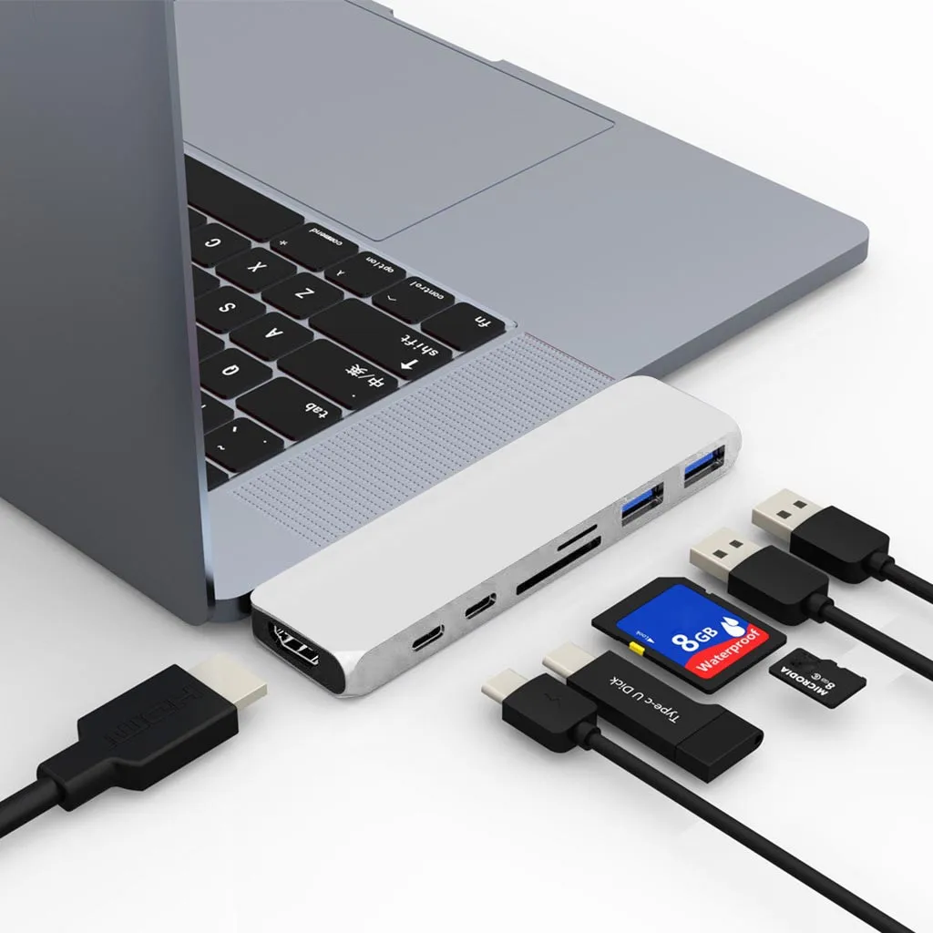 Кабель-адаптер двойной USB C к 4K HDMI 2 USB 3,0 SD/TF кард-ридер 2 типа c 7 в 1 концентратор адаптер PP3