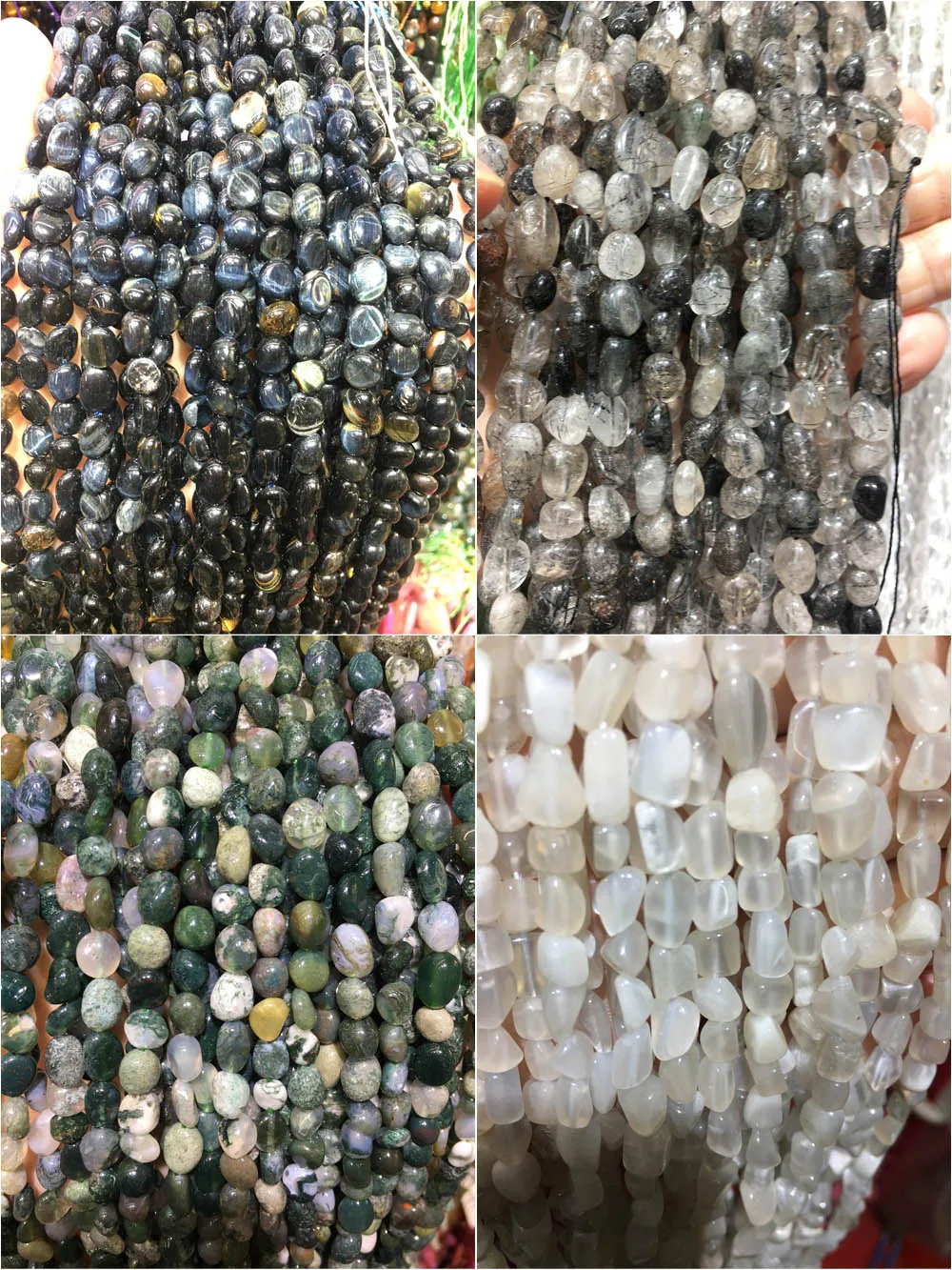 

6X8mm Nature Stone Moonstone Blue tiger eye Tree agat Irregular shape Space Loose Beads For Jewelry Making DIY